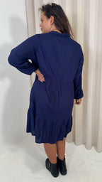 CurveWow Tiered Cargo Shirt Dress Navy