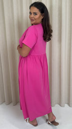 CurveWow Wrap Midi Dress Pink
