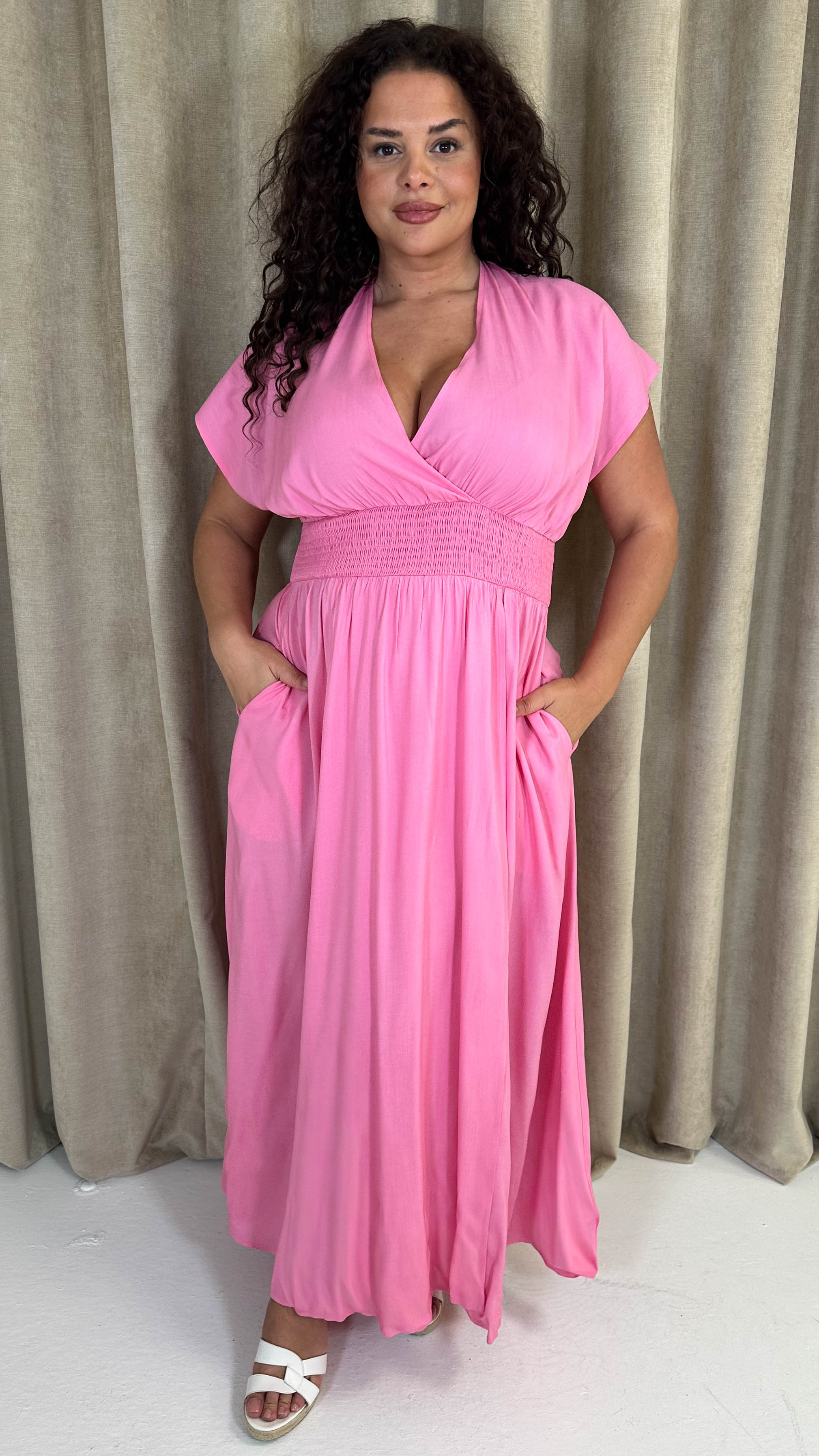 CurveWow Wrap Front Sundress Pink