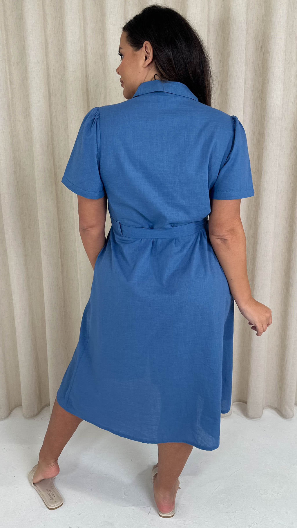 CurveWow SS Pocket Utility Dress Blue