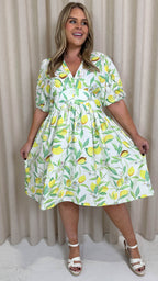 CurveWow Midi Smock Dress Lemon