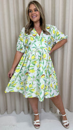 CurveWow Midi Smock Dress Lemon