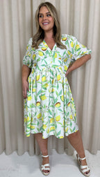 CurveWow Midi Smock Dress Lemon