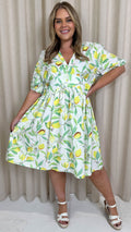 CurveWow Midi Smock Dress Lemon