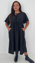 CurveWow Tied Bow Front Dress Black
