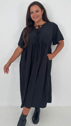 CurveWow Tied Bow Front Dress Black