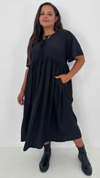 CurveWow Tied Bow Front Dress Black
