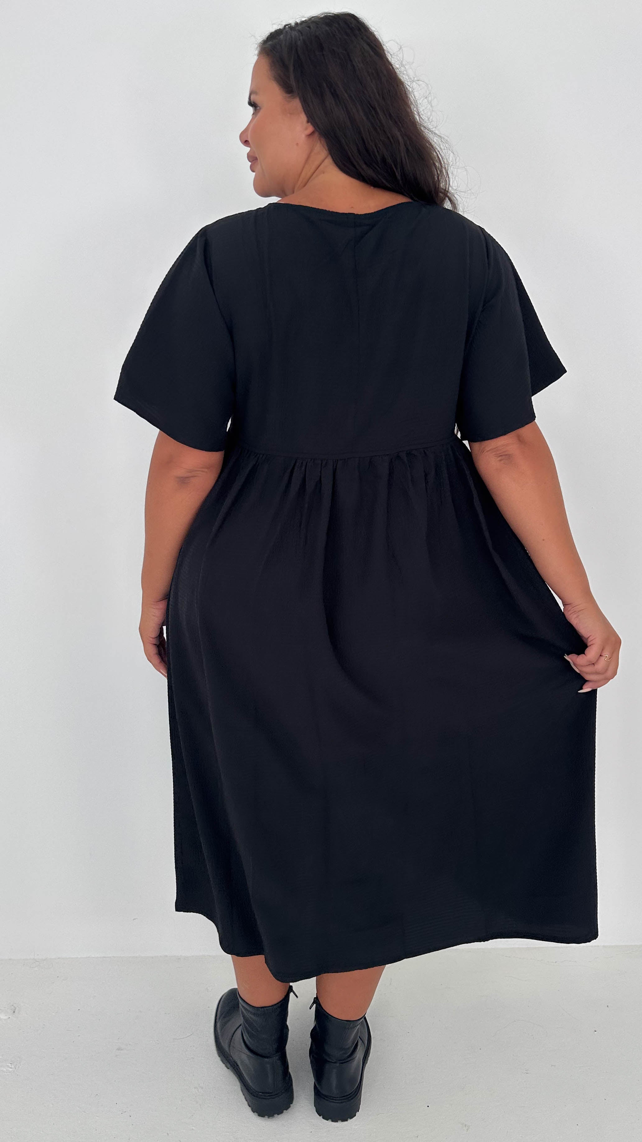 CurveWow Tied Bow Front Dress Black