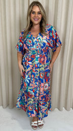 CurveWow Kimono Midaxi Dress Multi Floral