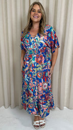 CurveWow Kimono Midaxi Dress Multi Floral
