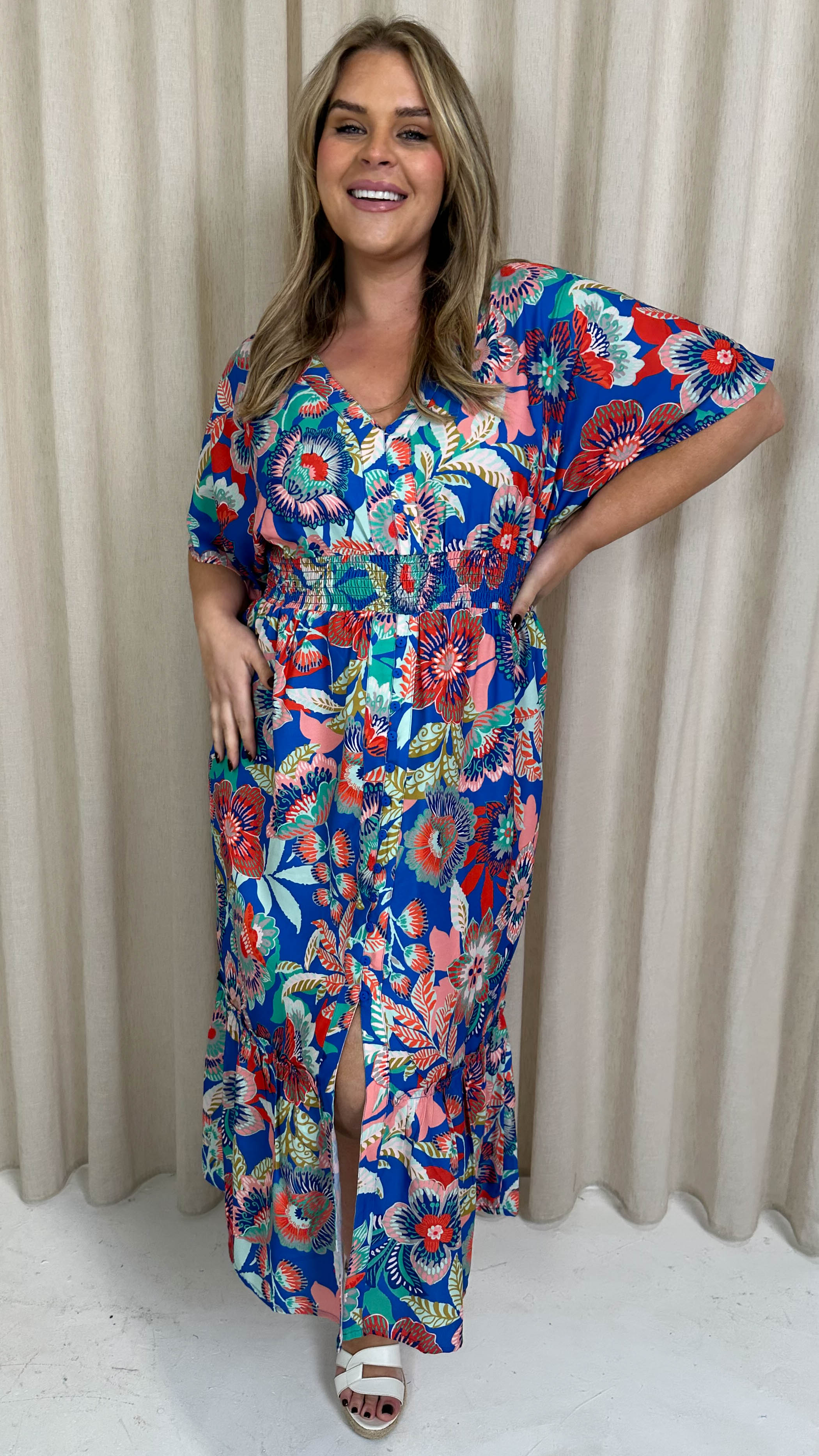 CurveWow Kimono Midaxi Dress Multi Floral