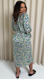 CurveWow V Neck Tie Waist Dress Multi Aztec