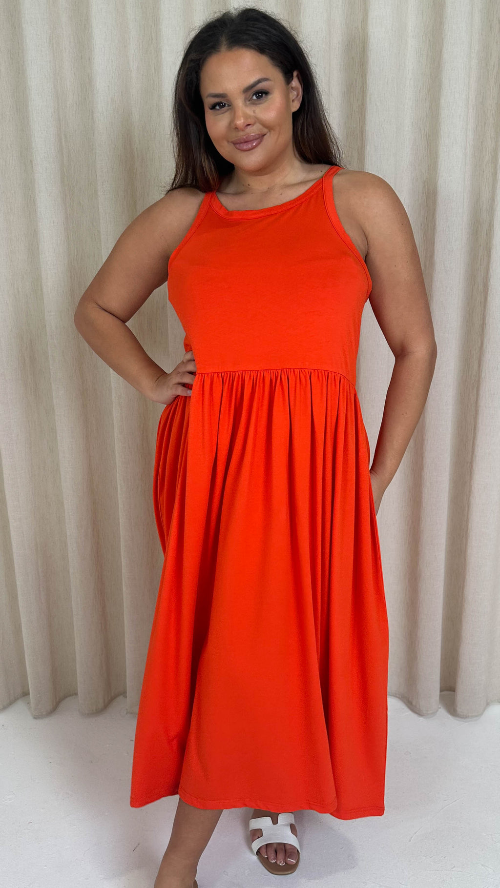 CurveWow Racer Aline Midi Dress Red