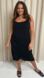 CurveWow Basic Midi Dress Black