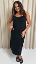 CurveWow Basic Midi Dress Black