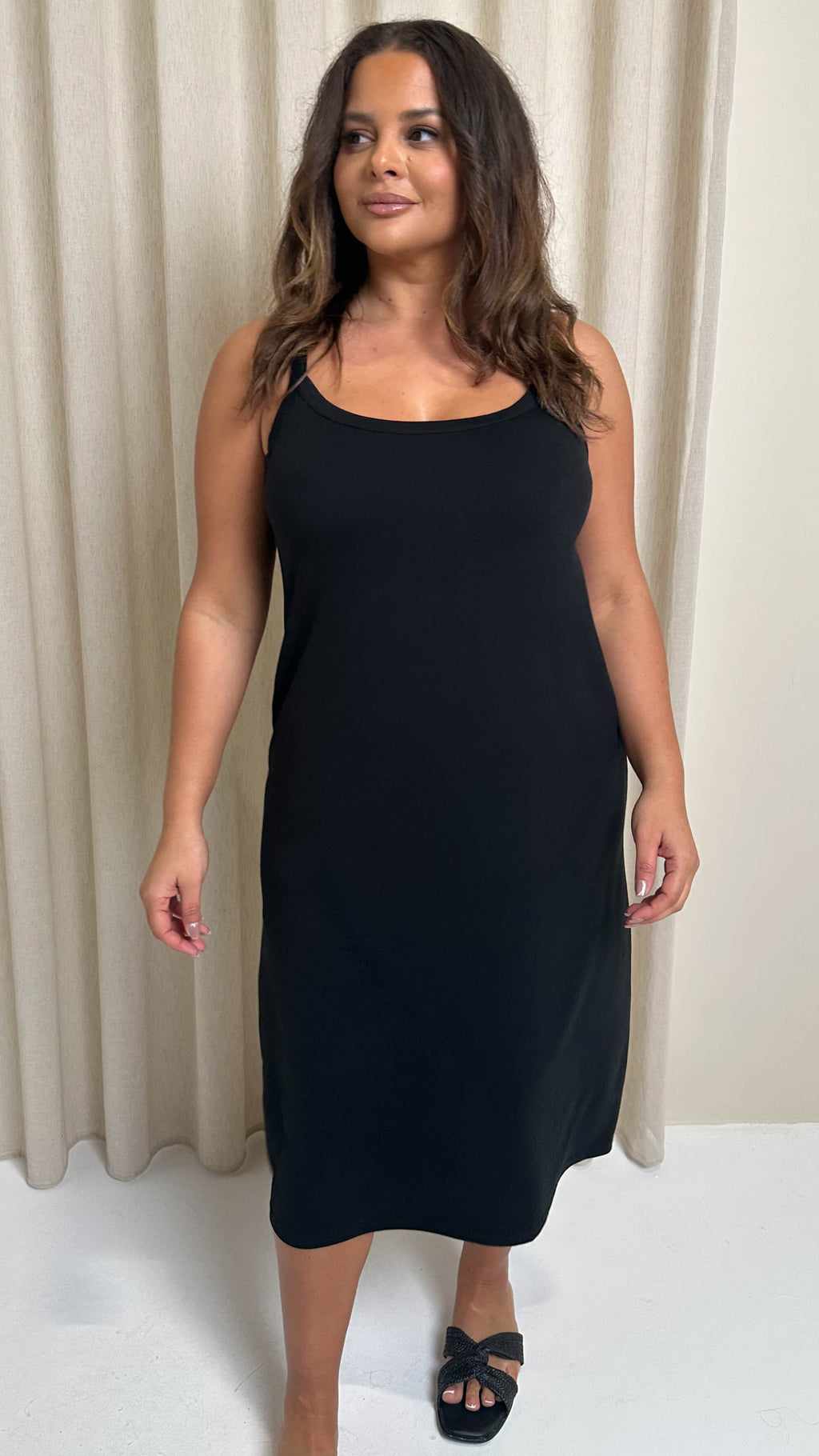 CurveWow Basic Midi Dress Black