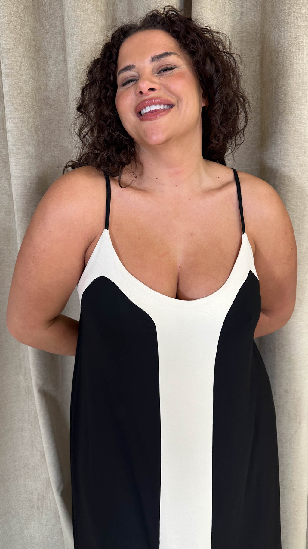 CurveWow Colour Block Maxi Dress Mono