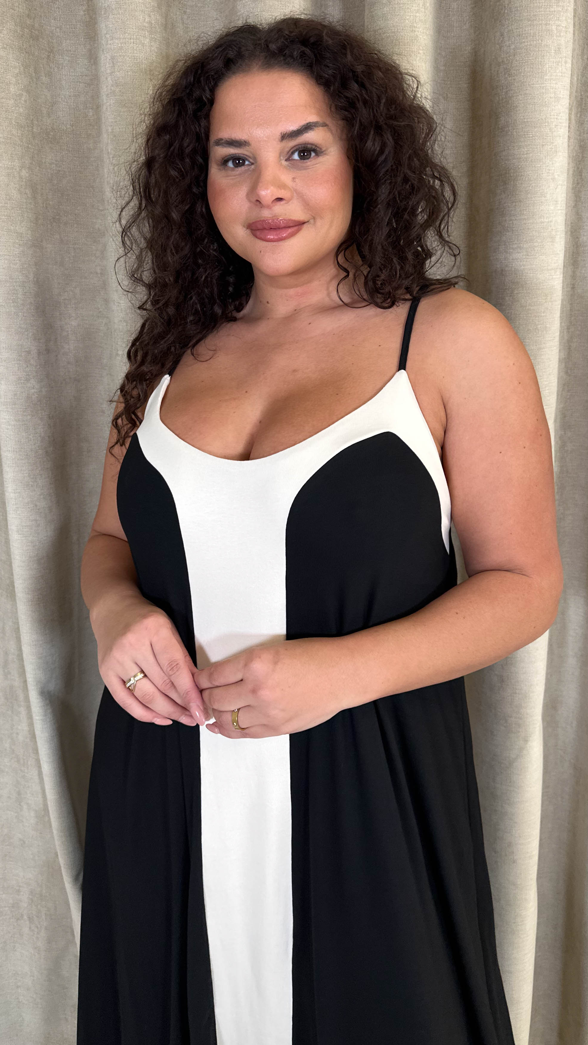 CurveWow Colour Block Maxi Dress Mono