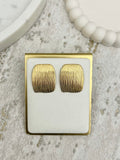 Gold Ribbed Disk Style Earrings