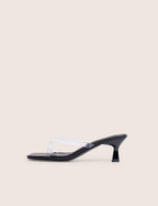 Everlast Black Perspex Thong Flip Flop Heels