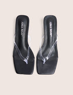Everlast Black Perspex Thong Flip Flop Heels