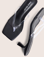 Everlast Black Perspex Thong Flip Flop Heels