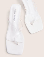 Everlast White Perspex Thong Flip Flop Heels