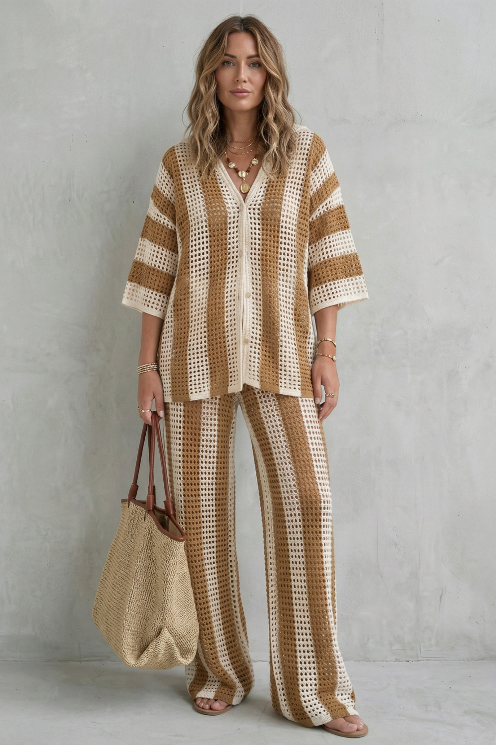 Evarisse – Striped crochet texture – Summer co-ord set