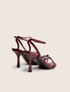 Free Spirit Wide Fit Burgundy Strappy Mid Heel