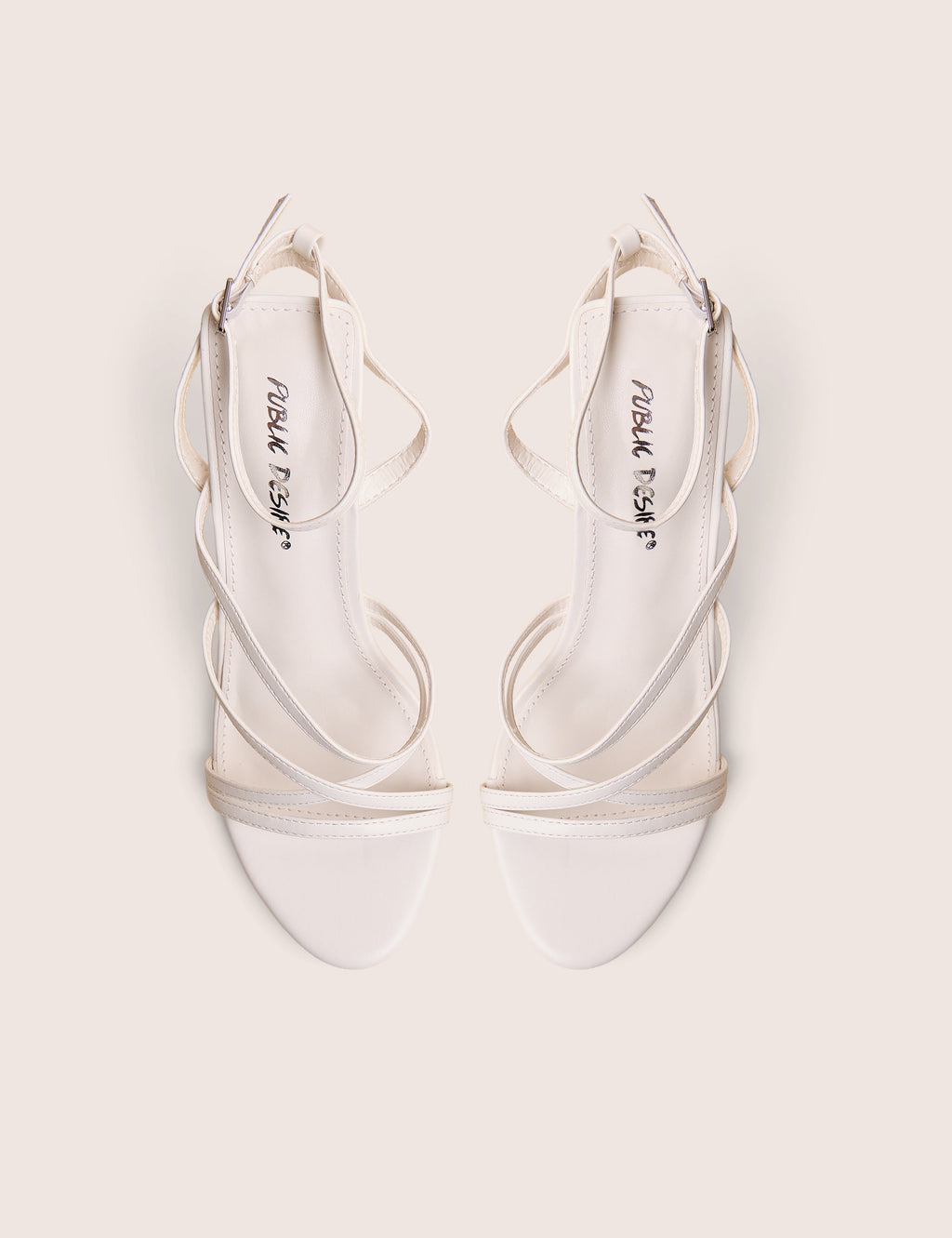 Free Spirit White Strappy Round Toe Mid Heels