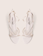 Free Spirit White Strappy Round Toe Mid Heels