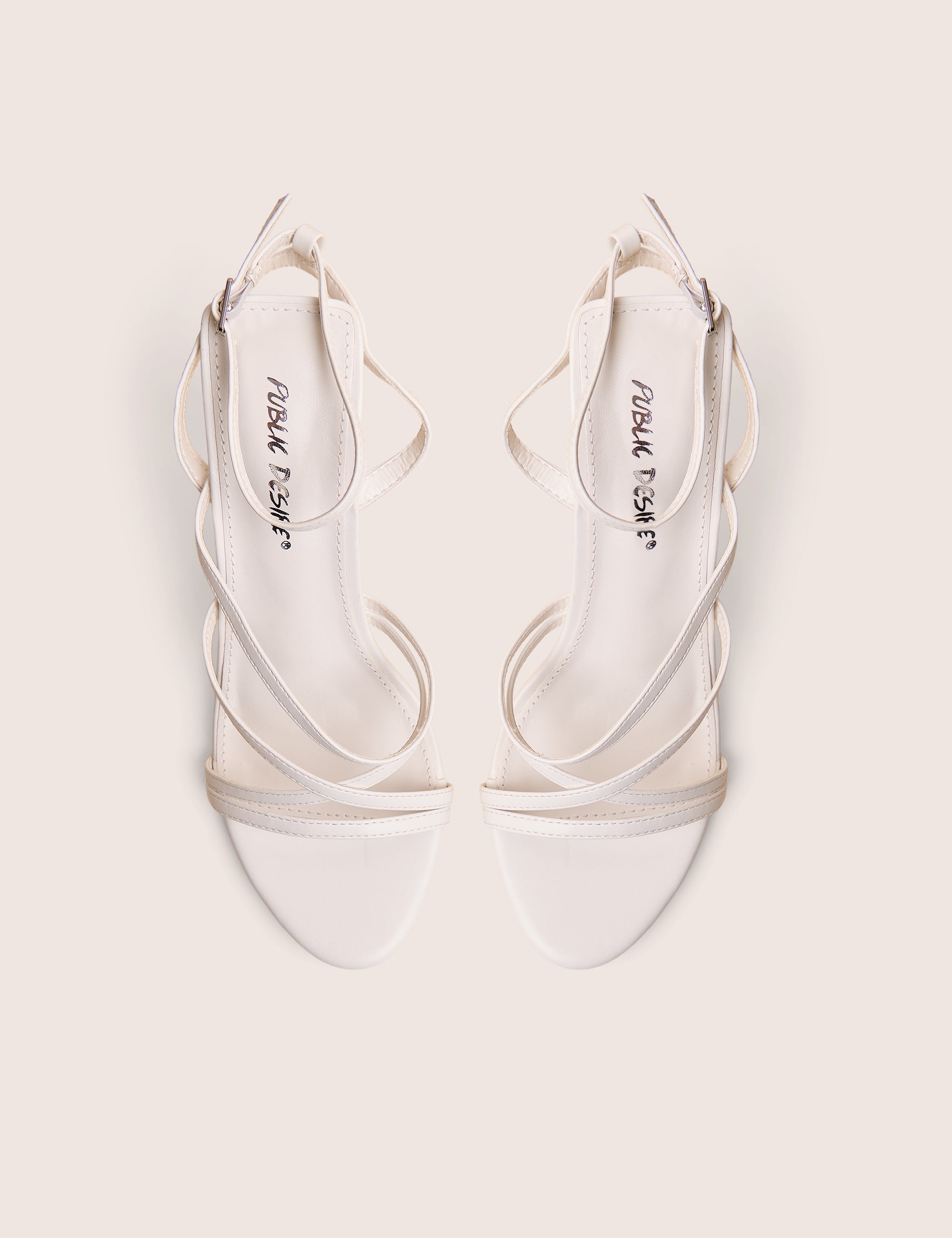 Free Spirit White Strappy Round Toe Mid Heels