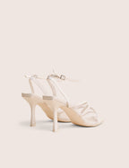 Free Spirit White Strappy Round Toe Mid Heels