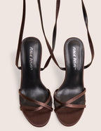 Georgie Brown Satin Strappy Diamante Buckle High Heels