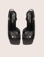 Grattitude Black Strappy Square Toe Stiletto Heels