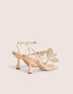 Hydrangea Wide Fit Stone Patent Flower Barely There Square Toe Mid Heels