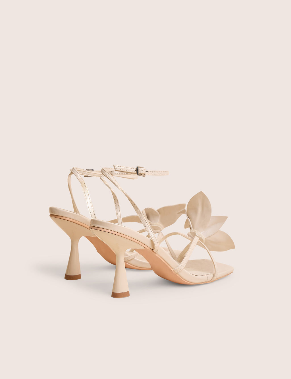 Hydrangea Stone Patent Flower Barely There Square Toe Mid Heels