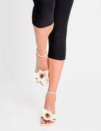 Hydrangea Wide Fit Stone Patent Flower Barely There Square Toe Mid Heels