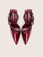 Idol Burgundy Patent Buckle Strappy Detail Stiletto Court High Heels