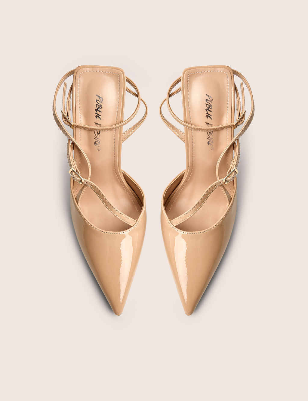 Idol Nude Patent Buckle Strappy Detail Stiletto Court High Heels
