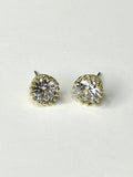 Diamante Gem Stone Set In Gold Stud Earrings 1068