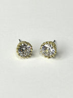 Diamante Gem Stone Set In Gold Stud Earrings 1068