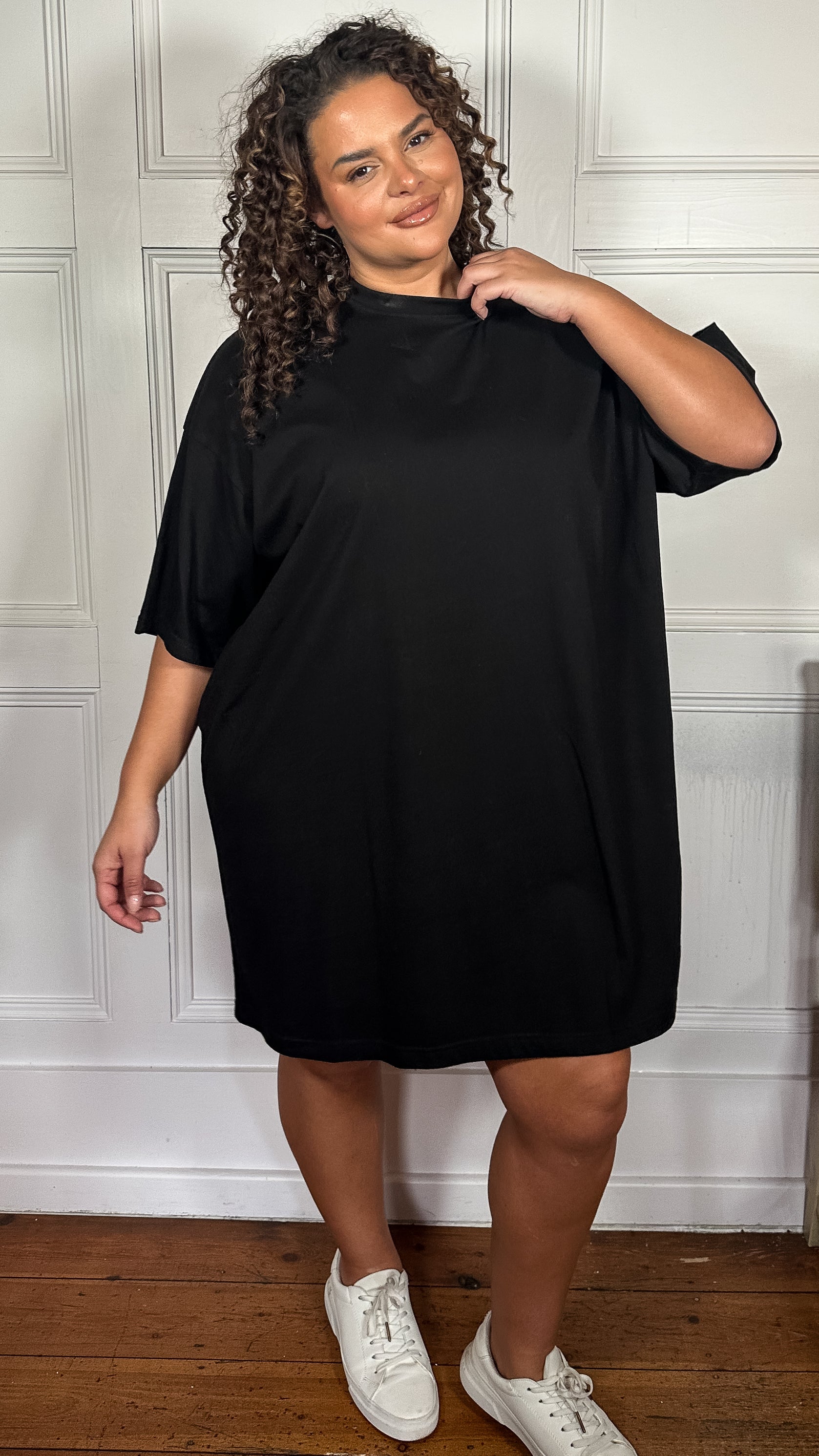 CurveWow Oversized T-Shirt Dress Black