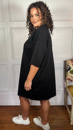 CurveWow Oversized T-Shirt Dress Black