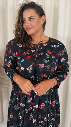 CurveWow Tassel Midaxi Dress Black Floral