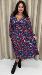CurveWow Wrap Balloon Sleeve Midaxi Dress Leopard