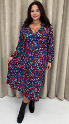 CurveWow Wrap Balloon Sleeve Midaxi Dress Leopard