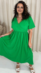 CurveWow Wrap Midi Dress Green