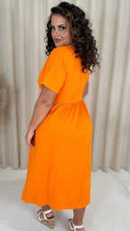 CurveWow Wrap Midi Dress Orange
