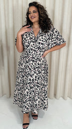 CurveWow Petite Wrap Angel Sleeve Dress Leopard